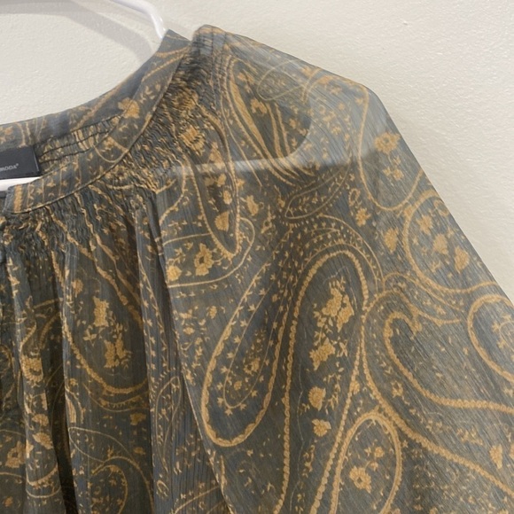 Smocked Paisley Long Sleeve Blouse - Picture 5 of 12